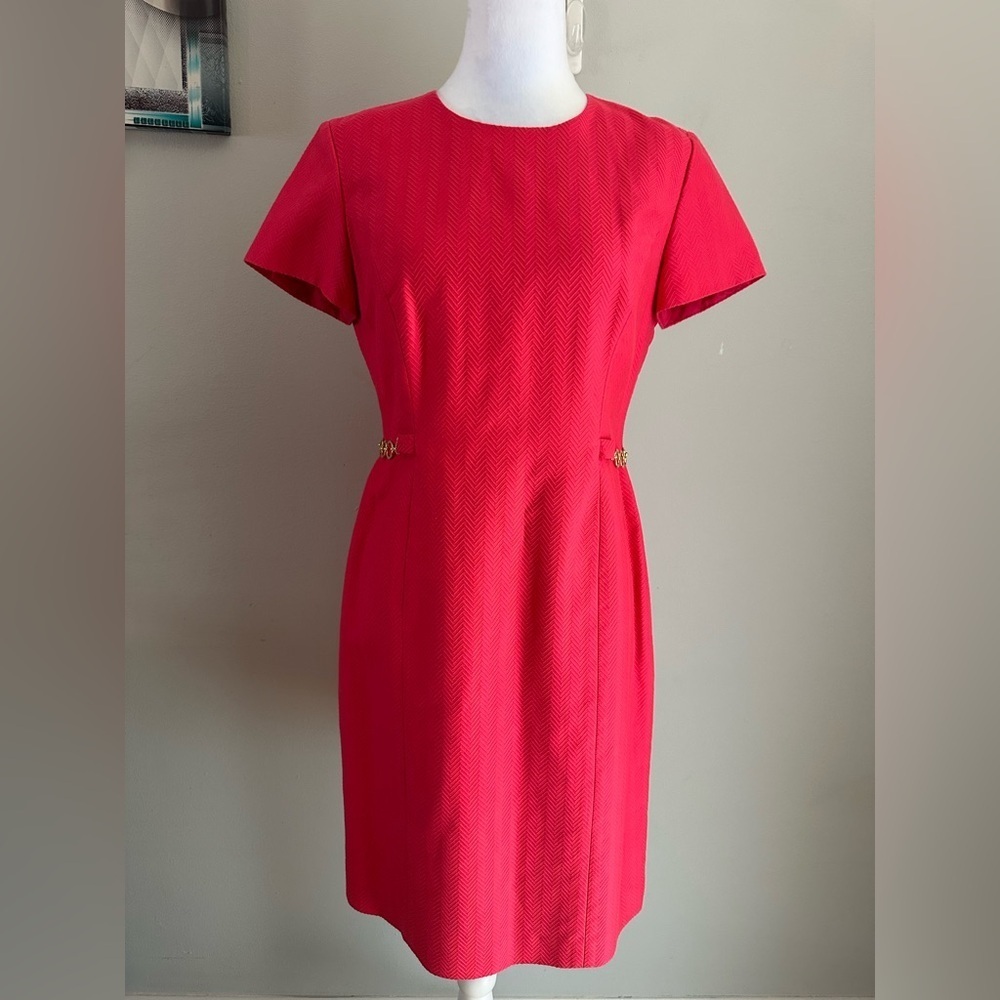 Talbots Women’s Pink Short Sleeve Cotton -Silk Lined Sheath Dress 4P
